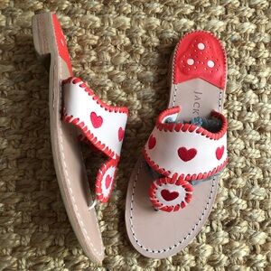 New: Jack Rogers Heart Embroidered Jack Flat Sandals. Leather. Size 6